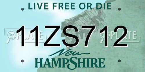 11ZS712 New Hampshire License Plate