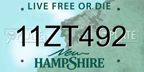 11ZT492 New Hampshire License Plate
