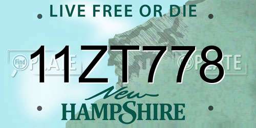 11ZT778 New Hampshire License Plate
