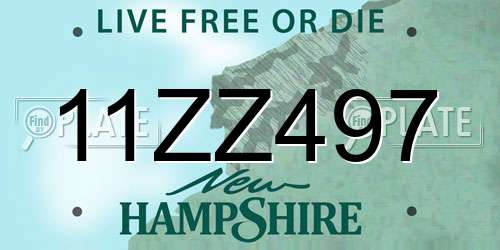 11ZZ497 New Hampshire License Plate
