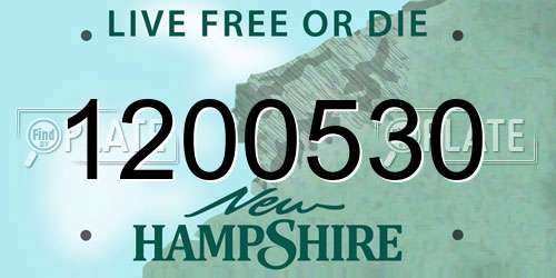 1200530 New Hampshire License Plate
