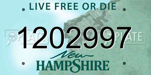 1202997 New Hampshire License Plate