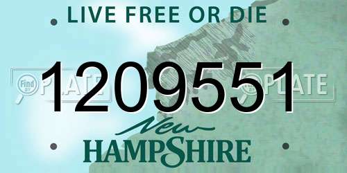 1209551 New Hampshire License Plate
