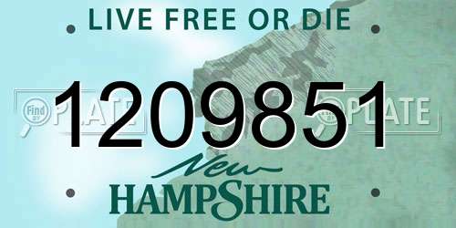 1209851 New Hampshire License Plate