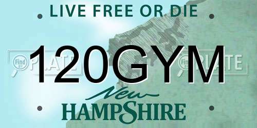 120GYM New Hampshire License Plate