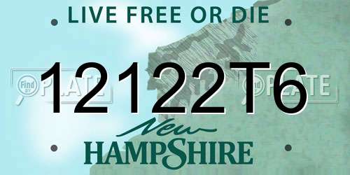12122T6 New Hampshire License Plate