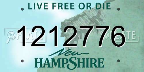 1212776 New Hampshire License Plate