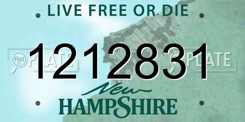 1212831 New Hampshire License Plate