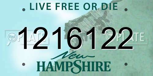 1216122 New Hampshire License Plate
