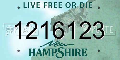 1216123 New Hampshire License Plate