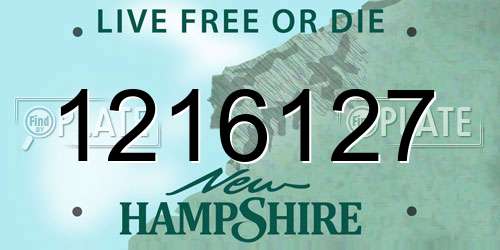 1216127 New Hampshire License Plate