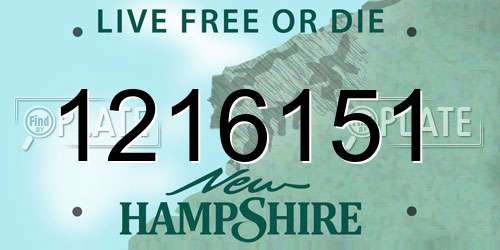 1216151 New Hampshire License Plate