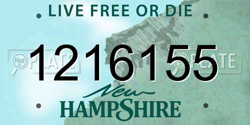 1216155 New Hampshire License Plate