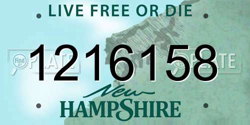 1216158 New Hampshire License Plate