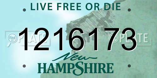 1216173 New Hampshire License Plate