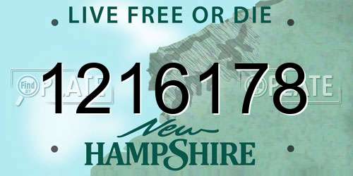 1216178 New Hampshire License Plate