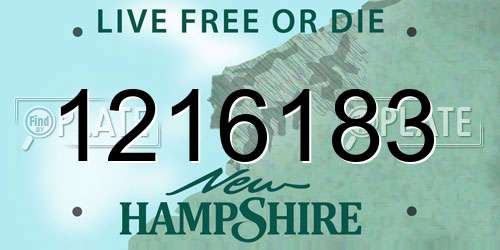 1216183 New Hampshire License Plate