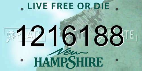 1216188 New Hampshire License Plate