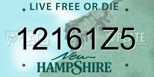 12161Z5 New Hampshire License Plate