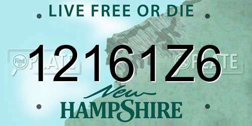 12161Z6 New Hampshire License Plate