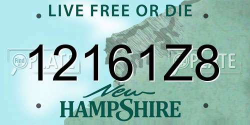 12161Z8 New Hampshire License Plate