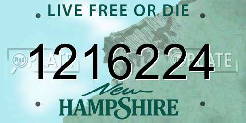 1216224 New Hampshire License Plate