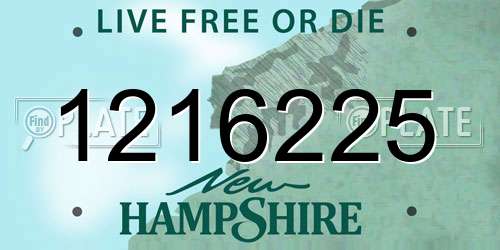 1216225 New Hampshire License Plate