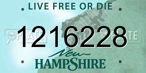 1216228 New Hampshire License Plate