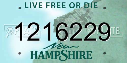 1216229 New Hampshire License Plate