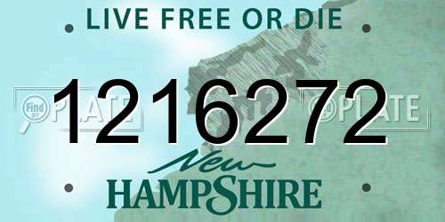 1216272 New Hampshire License Plate