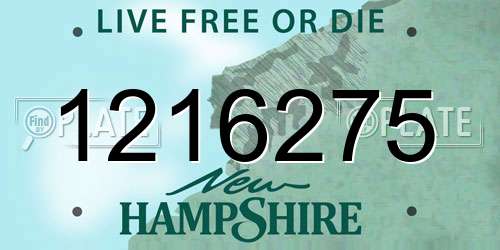 1216275 New Hampshire License Plate