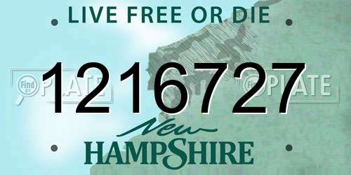 1216727 New Hampshire License Plate