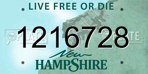 1216728 New Hampshire License Plate