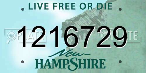 1216729 New Hampshire License Plate