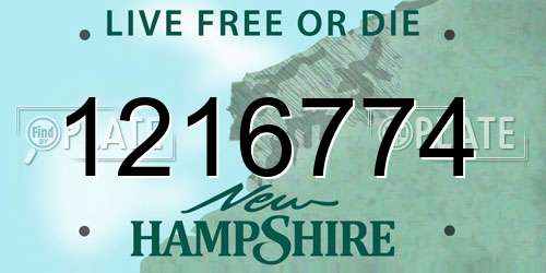 1216774 New Hampshire License Plate