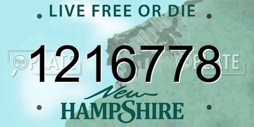 1216778 New Hampshire License Plate
