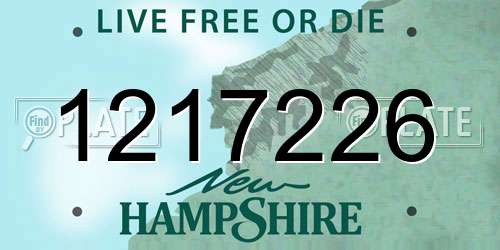 1217226 New Hampshire License Plate