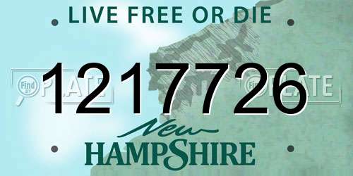 1217726 New Hampshire License Plate