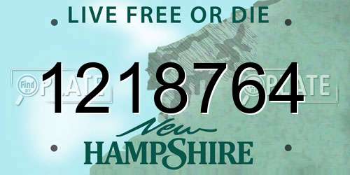 1218764 New Hampshire License Plate