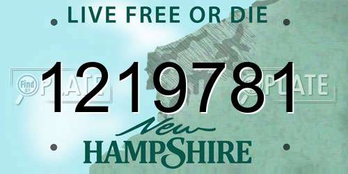1219781 New Hampshire License Plate