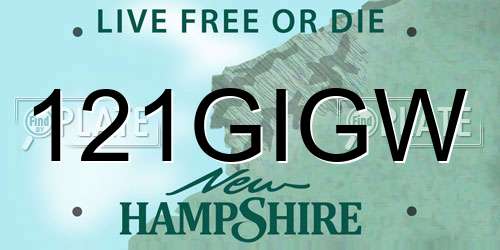 121GIGW New Hampshire License Plate