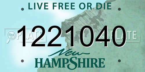 1221040 New Hampshire License Plate