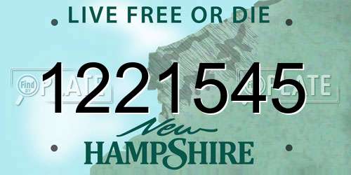 1221545 New Hampshire License Plate