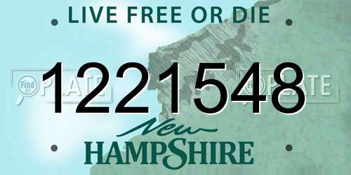 1221548 New Hampshire License Plate