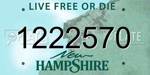 1222570 New Hampshire License Plate