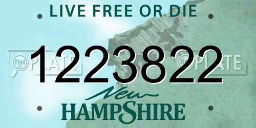 1223822 New Hampshire License Plate