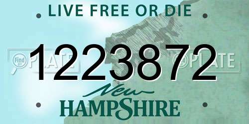 1223872 New Hampshire License Plate