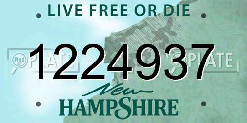 1224937 New Hampshire License Plate