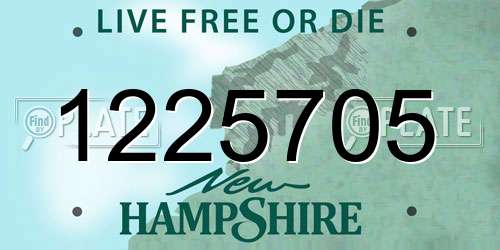 1225705 New Hampshire License Plate