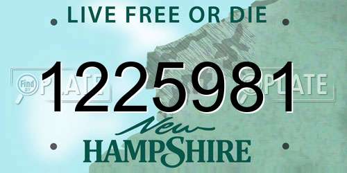 1225981 New Hampshire License Plate